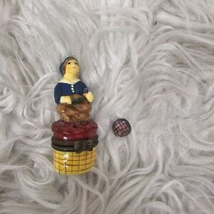 Miniature Little Jack Horner Nursery Rhyme Trinket Box Hinged Plus Pie VTG